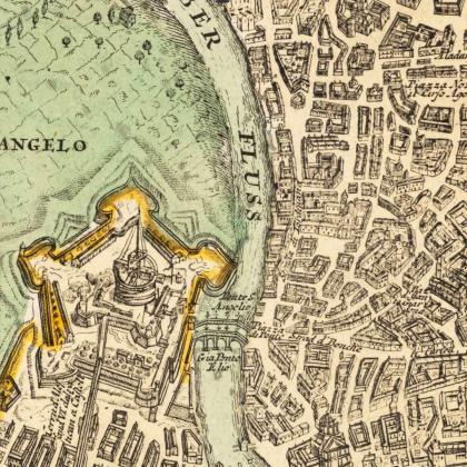 Vintage Map Of Rome Roma, Italia 1715 Antique Map..