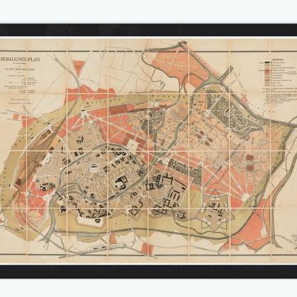 Old Map Of Strasbourg Strassburg 1880 , City Plan..