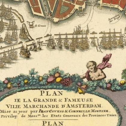 Old Vintage Map of Amsterdam, Nethe..