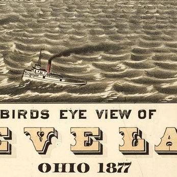 Vintage View Of Cleveland, Ohio, Aerial View..