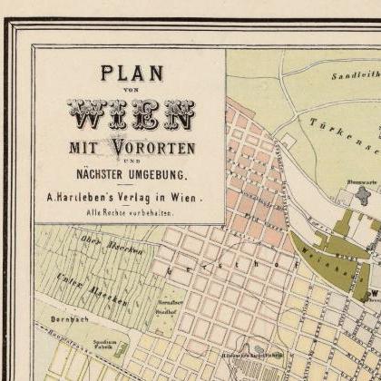 Old Map Of Vienna Wien Austria 1883