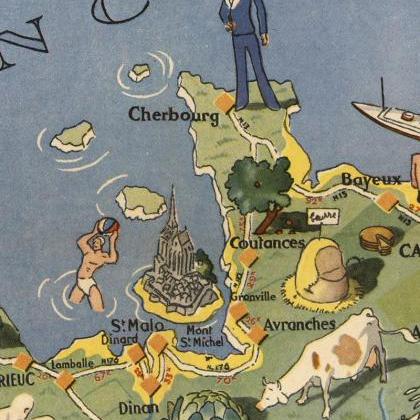 Old Map Of France Gastronomy Tourism Poster