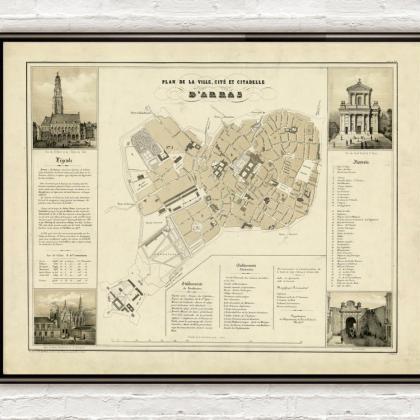 Old Map Of Arras France 1894