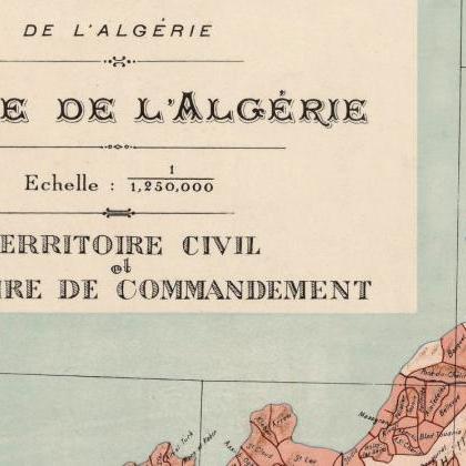 Old Map Of Algeria Algerie 1870 Vintage Map