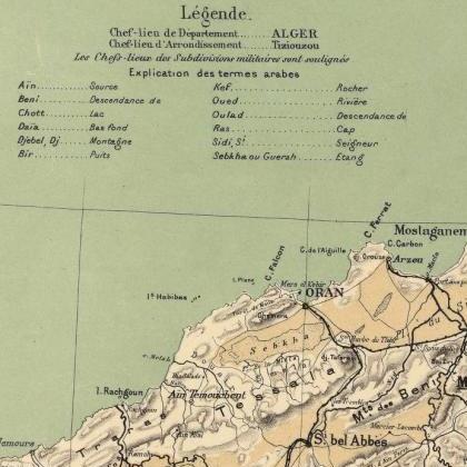 Old Map Of Algeria Algerie 1884 Vintage Map