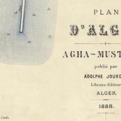 Old Map Of Algiers Alger 1888 Vintage Map
