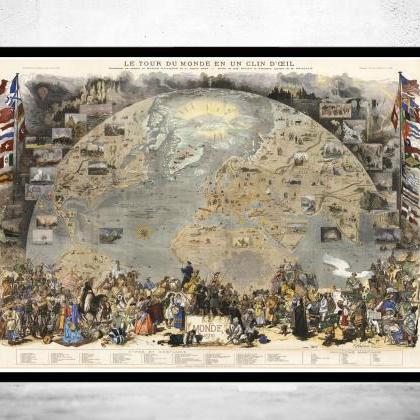 Old World Map 1876 Le Tour Du Monde