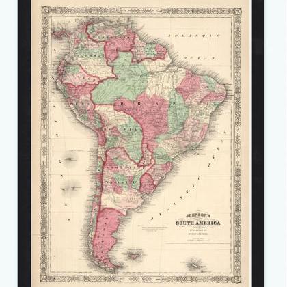 Old Map South America 1863