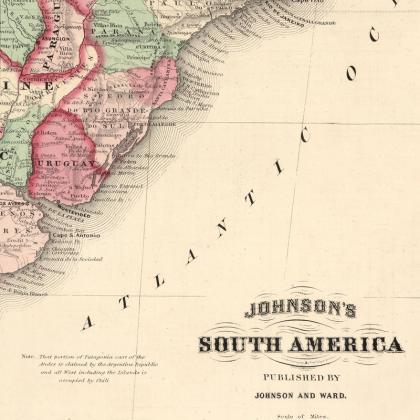Old Map South America 1863