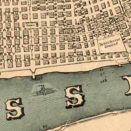 Old Map of New Orleans 1884 antique..