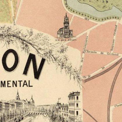 Old Map Of Lyon Monumental France 1894