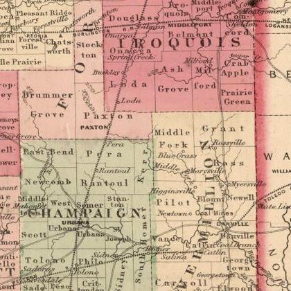 Old Map Illinois 1864