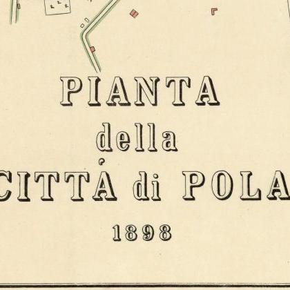 Old Map Of Pola Pula 1898 Croatia
