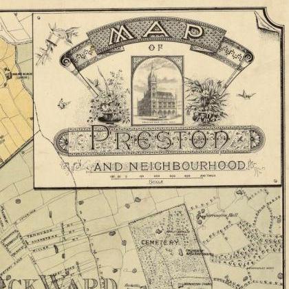 Old Preston Map 1890, England United Kingdom