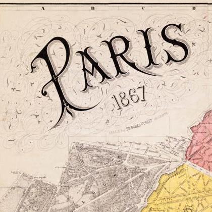 Old Map Of Paris 1867 France Vintage Paris Plan