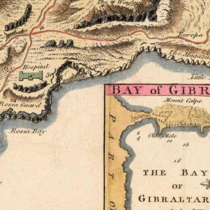Old Map Of Gibraltar Spain 1726