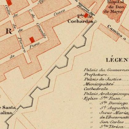 Old Map Of Lima Peru 1896