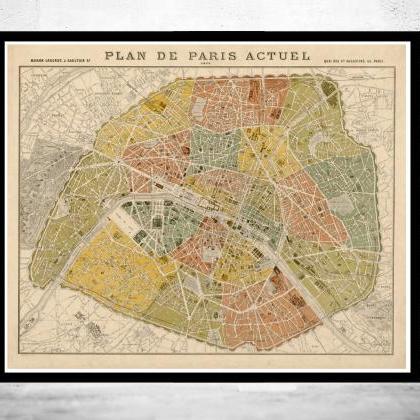 Old Map Of Paris 1879 France Vintage Paris Plan