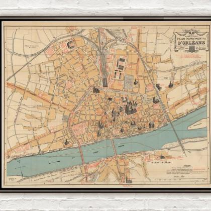 Old Map of Orleans 1912 France