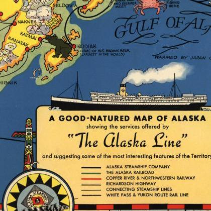 Old Map Of Alaska Territory 1934 The Alaska Line