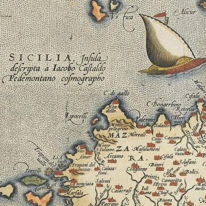 Old Map Of Sicily Sicilia Elba Malta 1570