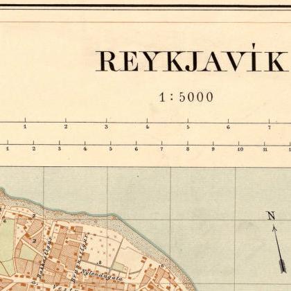 Old Map Of Reykjavik Iceland Islandia 1903 (2)..