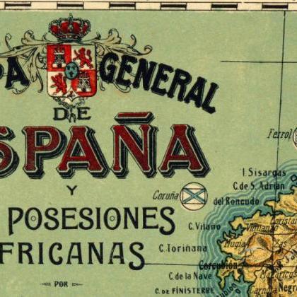 Old Map Of Spain 1900