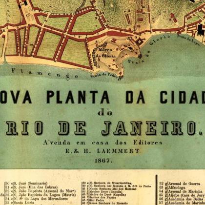 Old Map Of Rio De Janeiro Brasil 1867 Vintage Map