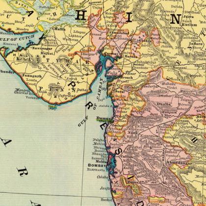 Old Map Of India 1897 Asia