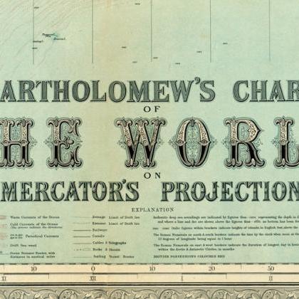 Beautiful World Map Vintage Atlas 1914 Mercator..