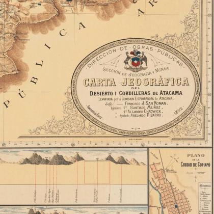 Old Map Of Chile Atacama Cordilleras Antofagasta..