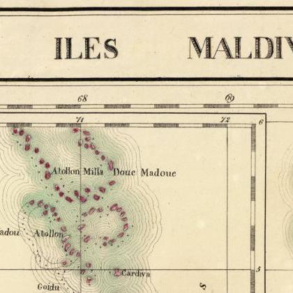 Old Map Of Maldives Islands 1827