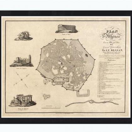 Old Map Of Athens Greece 1826