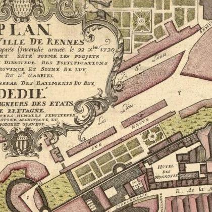 Old Map Of Rennes France 1726