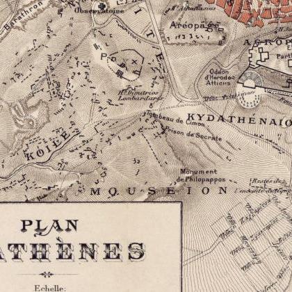 Old Map Of Athens Greece 1880