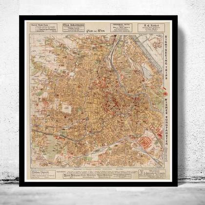 Old Map Of Vienna Wien Austria 1928