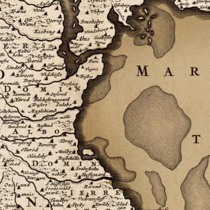 Old Map Of Scania Skane Sweden 1680