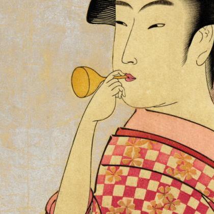 Japanese Art, Utamaro Young Lady Blowing On A..