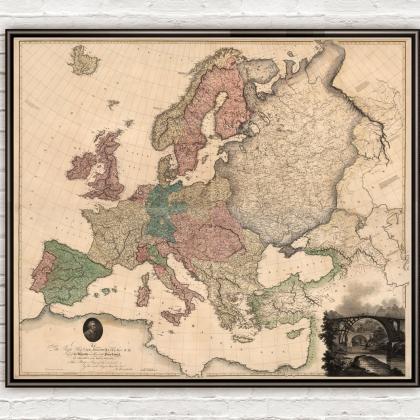 Beautiful Old Map Of Europe 1876