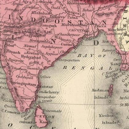 Old Map Of Asia, India, China & South..