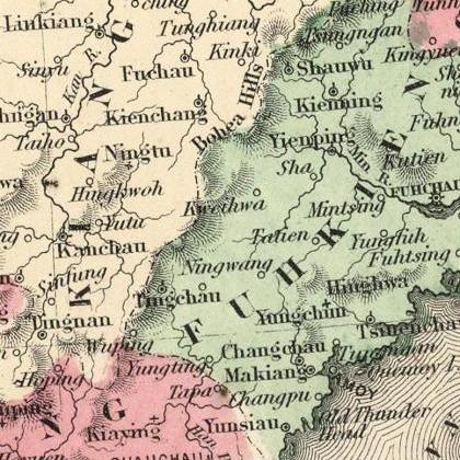 Old Map Of China 1865
