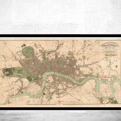 Old London Map 1814, England United Kingdom