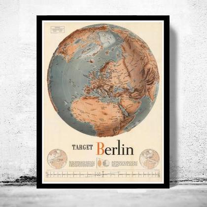Vintage Target Berlin Germany War Map Poster
