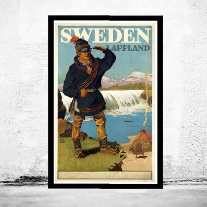 Vintage Poster Of Sweden Lapland Tourism Poster..