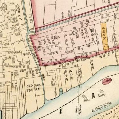 Old Map Of Guangzhou Old Canton 1860 China
