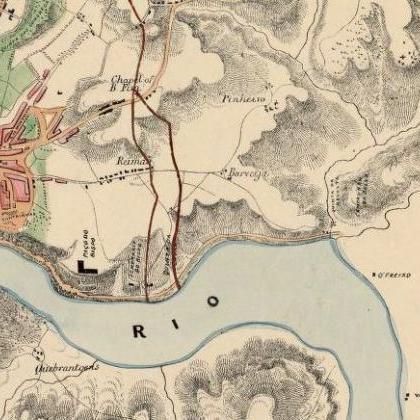 Old Map Oporto Porto Portugal 1832
