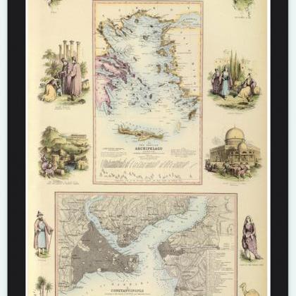 Old Map Of Turkey 1872 Vintage Map