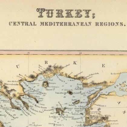 Old Map Of Turkey 1872 Vintage Map