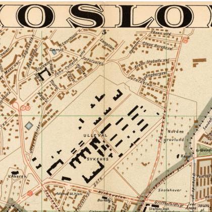 Old Map Of Oslo Norway 1938 Antique Kristiania