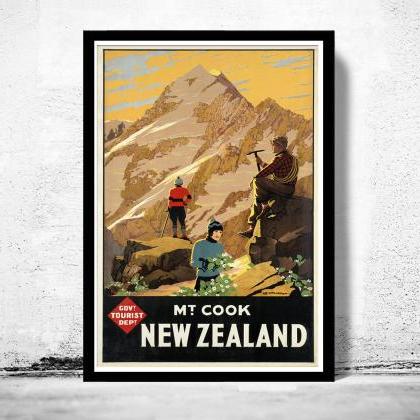Vintage Poster Of Zealand Mt Cook Tourism Poster..